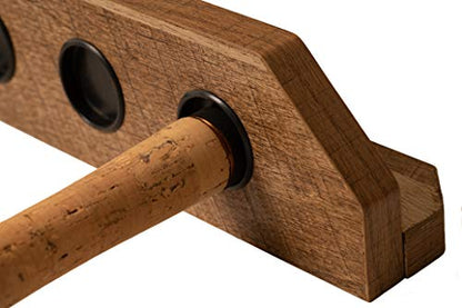 Old Cedar Outfitters Fish-Shaped, Vertical Wall Rod Rack for Fishing Rod Storage - color: Distressed,Bass