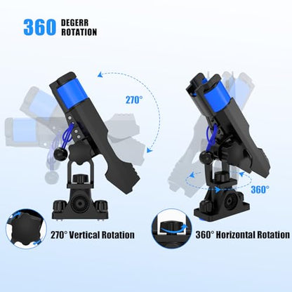 VEXPLO Track Mounted Kayak Rod Holders for Fishing Boat & Canoe 2 Pack | Dual T-Bolt Stable Track Rod Holder Dual Lock Setup Hold Fishing Pole Securely, Versatile Rail /Deck Top/Side Mount Options - color: Without Track