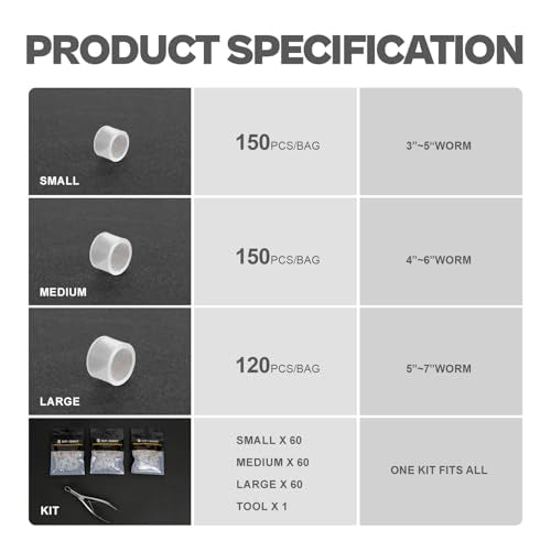 Wacky Worm O-Rings (180/150/120 Packs) – Heavy-Duty Silicone Senko Bait Protector (Only Kit Includes Tool) | Prevents Bass from Ripping Soft Plastics | Fits All Senko Worms (Small/Medium/Large) - color: Small (fits 3"-5") - Ring Only