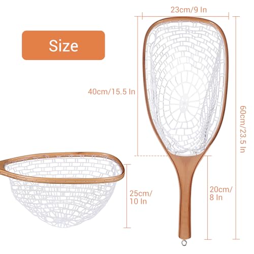 Wooden Fishing Nets - Rubber Fishingnets, Fly Fishing Dipnets, Fishing Nets with Handles - color: White, style: Straight White Silicone