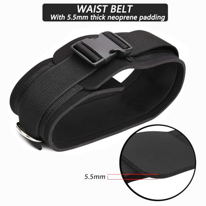 LOOEEL Adjustable Waist Belt Soft Neoprene Padded Belt with 2 Movable Rings for Cable Machines Fitness Exercise Speed Agility Resistance Training