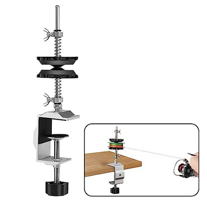 Fishing Portable Table Mount Line Spooler for Fising Spinning and Baitcasting Reels Adding Line，Fishing Line Spool Holder with Calmp and Tensioner -Winder & Spooling Accessories-C