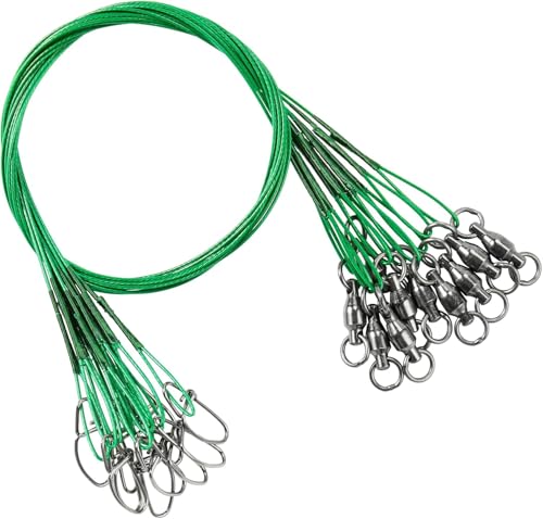 AMYSPORTS Saltwater Steel Fishing Leader Wire Stainless Swivel Fishing Leader Freshwater High Strength Wire Leader Lure Black Nickel - size: #3 (15.8in-50lb) 20pcs