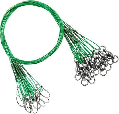 AMYSPORTS Saltwater Steel Fishing Leader Wire Stainless Swivel Fishing Leader Freshwater High Strength Wire Leader Lure Black Nickel - size: #3 (15.8in-50lb) 20pcs