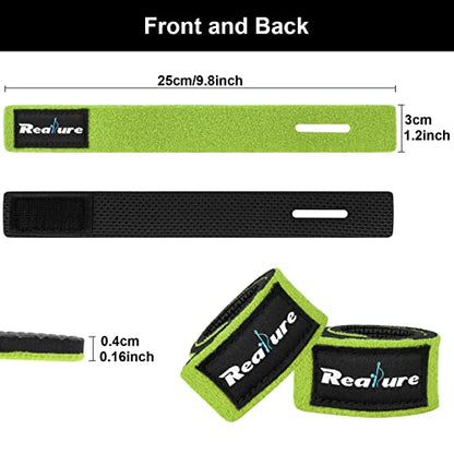 Realure 8 Pcs Fishing Rod Straps Adjustable Neoprene Ties Elastic Fishing Rod Tackle Belt Ties Casting Rod Straps for Fixed Casting Rods & Spinning Rods & Fly Rods Wrap Protectors - color: Green