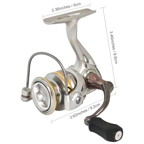 Compact Small Spinning Reels, 5.2:1 Gear Ratio, Ultra Smooth Powerful, CNC Aluminum Spool, 12+1 BB Light Weight for Ice, and Freshwater All Season Fishing