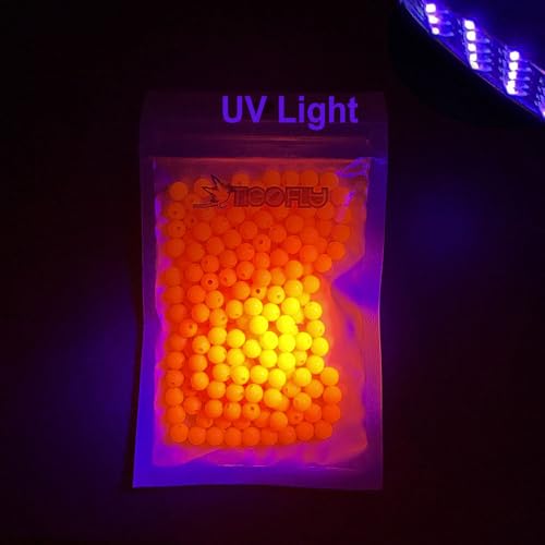 Tigofly 200 pcs/lot Plastic 5.7mm Round UV Hot Orange Fishing Beads Hard Floating Bobber Bulk Beads Fishing Accessories