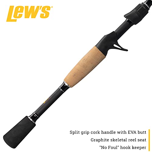 Lew's American Hero Tier 1 Casting Fishing Rod, HM50 Graphite Blank with Stainless Steel Guides, Split Grip EVA Handle, Multicam - size: 6'10", style: Med-heavy Power