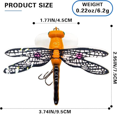 Topwater Fishing Lures Insect Fishing Lures Dragonfly Fishing Lures Dragonfly Lure Fishing Bait with Hooks for Outdoor Fishing Tools - color: Dragonfly 4pcs