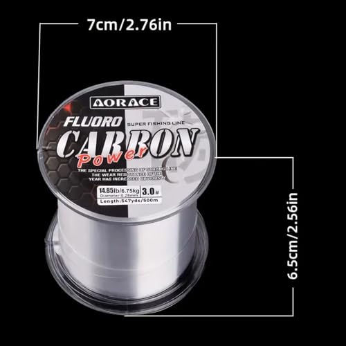 500m/547yd Transparent Fluorocarbon Fishing Line: Invisible and Strong for Saltwater and Freshwater Fishing.