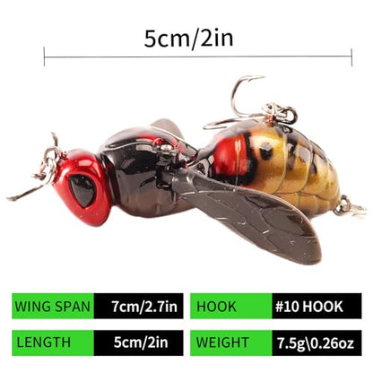 FONMANG Top Water Fishing Lures, 3-Pcs Topwater Lures for Bass Walleye Pike, 2025 New Wasp Crawl Bait for Freshwater and Saltwater - color: A-Wasp Topwater