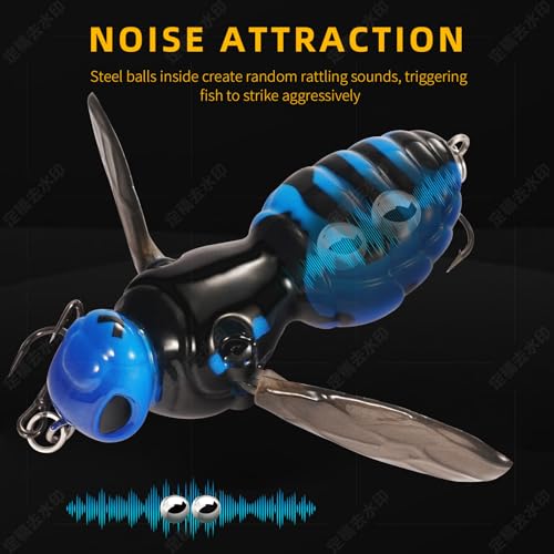 FONMANG Top Water Fishing Lures, 3-Pcs Topwater Lures for Bass Walleye Pike, 2025 New Wasp Crawl Bait for Freshwater and Saltwater - color: A-Wasp Topwater