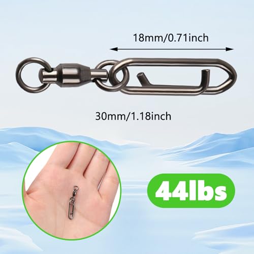 25Pcs Fishing Speed Clips for Fishing Lures Quick Change Fishing Snap Ball Bearing Swivel Power Clips Top Water Speed Clips Freshwater Saltwater Crankbait Popper Lure Quick Snaps Connector Tackle 44lb