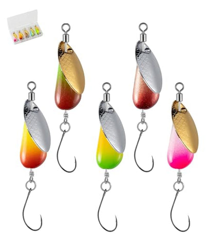 Trout Spinners - Fly Trout Fishing Lures for Bass Salmon Pike, Smallmouth Bass Lures with Brass Spinner for Lake River Fishing - color: Style C-0.1oz/5PCS