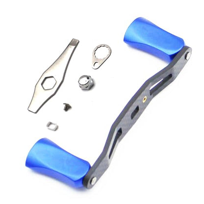 Mr. Z 95mm Carbon Fiber Baitcasting Reel Handle Compatible for Abu Garcia Shimano Daiwa Light Weight Low Profile Casting Reel - color: Metal Blue, size: Right-handed