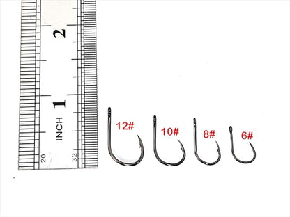 200pcs-300pcs Small Barbed Fishing Hooks Black High Carbon Fishing Hooks Set 6# 8# 10# 12# 14# 16# with Plastic Box - color: 200pcs black