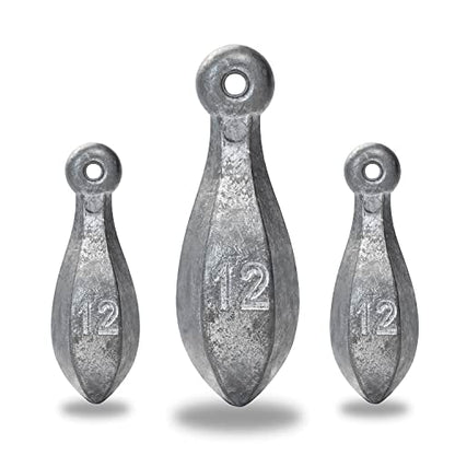 BLUEWING Bank Sinker 1LB/2LB/3LB/5LB/6LB Box Fishing Weights Saltwater Bullet Lead 1oz,2oz,3oz,5oz,8oz,10oz,12oz,16oz,32oz - style: #19 12oz, 4 Pack