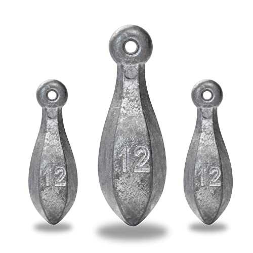 BLUEWING Bank Sinker 1LB/2LB/3LB/5LB/6LB Box Fishing Weights Saltwater Bullet Lead 1oz,2oz,3oz,5oz,8oz,10oz,12oz,16oz,32oz - style: #19 12oz, 4 Pack