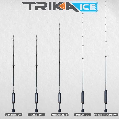 TRIKA Ice Fishing Rod, Sensitive Carbon Ice Fishing Pole for Trout, Walleye, Perch, Panfish Bluegill, Crappie, Bass - 28”/32”/36”/40” - style: Medium Heavy Mod. 40"