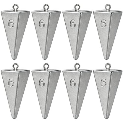 Pyramid Sinkers Fishing Weights, Saltwater Fishing Sinkers for Surf Fishing Gear Tackle - 1oz, 2oz, 3oz - style: 6 Ounce-8pcs