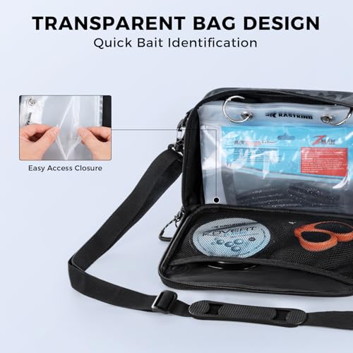 KastKing BaitSpace Detachable Bait Binder Tackle Bag – Large Clear Sleeves, Durable 900D Water-resistant Fabric, Soft Plastic Bait Storage For Hooks, Sinkers & Fishing Accessories - color: Black Camo