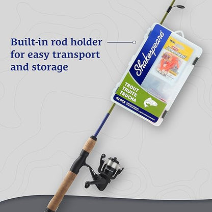 Shakespeare Catch More Fish Spinning Reel and Fishing Rod Combo with Kit - color: Trout, style: 2024 Model