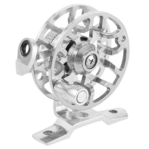 Winter Fishing Reel All Metal 1.76oz(50g) Lightweight 2.1inch(53mm) Upgrade Base Right Hand Mini Fly Wheel for Trout Pike Ice Fishing Tackle - color: Sliver