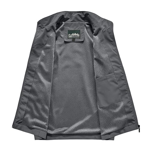 Mens Golf Vest Waterproof Fishing Shirt Zip Up Sleeveless Jacket with Pockets Outdoor Camping Hiking Shirts Travel Photo Vest - color: A06 Gray, size: X-Large