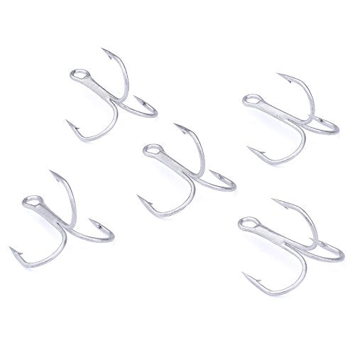 AMHDV 100pcs Treble Hooks Barbed Sharp Treble Hook for Freshwater and Saltwater - color: Silver, size: 2# 100pcs