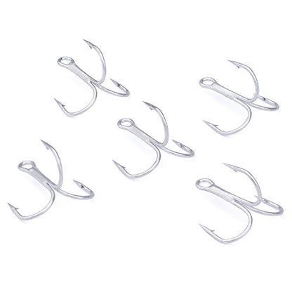 AMHDV 100pcs Treble Hooks Barbed Sharp Treble Hook for Freshwater and Saltwater - color: Silver, size: 4# 100pcs