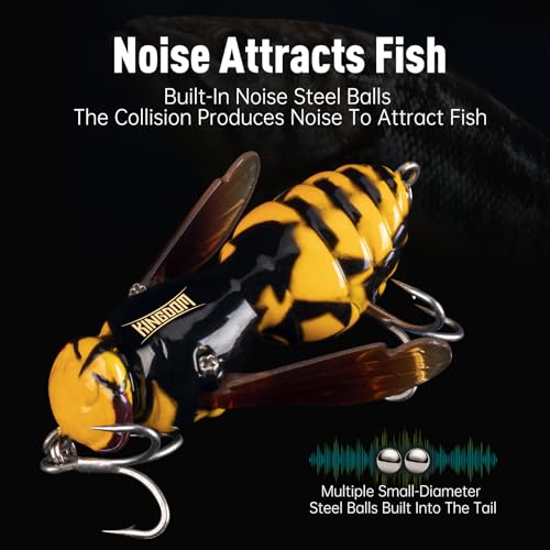 Kingdom Wasp Crawl Bait Insect Bionic Floating Fishing Lures Swimbaits Hard Artificial Baits Lure Freshwater and Saltwater Bass Carp Pike Walleye Fishing ABS Material Carbon Steel Three Book Hook - color: 05, size: 6.6g
