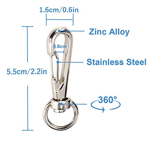Lix&Rix Retractable Safety Coiled Lanyard with Aluminium Alloy Carabiner Clip, Black/Blue/Green/Red/Silver/Yellow - color: Black Long, Rotatable