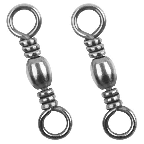 Barrel Swivels Fishing Tackle, 50/100pcs Rolling Ball Bearing Fishing Swivels with Stainless Steel Solid Ring Fish Line Connector Accessories for Saltwater Freshwater - size: 3# - 66 LB