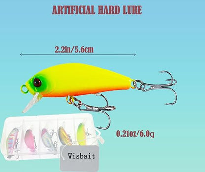 3D Eyes Artificial Crankbait Fishing Lures Kit Jerkbaits for Bass Lures - color: 5pcs minnow lures with bill
