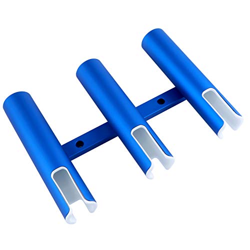 Aluminium Wall-Mounted Fishing Rod Holder for Boat, Garage & Marine - Holds Rods & Poles - color: Blue 3 Tubes