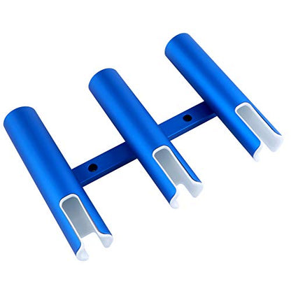 Aluminium Wall-Mounted Fishing Rod Holder for Boat, Garage & Marine - Holds Rods & Poles - color: Large Blue 3 Tubes