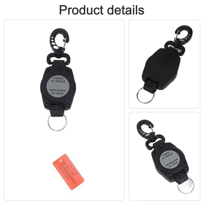 Diving For Retractor With Clip Retractable Lanyard For Scuba Snorkeling Spearfishing Anti-Lost Gear With 41 Inch Steel Wire And Locking Button Black