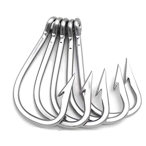 Saltwater Large Giant Shark,Tuna and Catfish Hooks Extra Strong Stainless Steel Fishing Hooks… - size: 12/0(pack of 5)