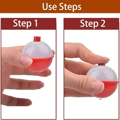 Fishing Bobbers Hard ABS Bobbers Snap-on Fishing Floats Push Button Round Buoy Float Bobbers for Crappie Panfish Walleyes Red and White 0.75"/1"/1.25"/1.5"/1.75"/2"/2.5" - size: 1.75inch-10pcs