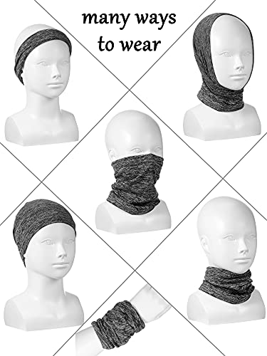 SATINIOR 4 Pieces Kids Summer Neck Gaiter Unisex Cooling Face Cover Scarf Breathable Sun Bandana Fishing Cycling Mask - color: Black, Grey, Light Grey, Lined Black