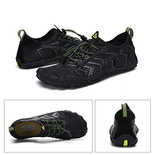 UBFEN Water Shoes for Men Women Quick Dry Swim Aqua Socks | Lightweight Barefoot-style Fit, Rubber Sole, Hiking, Fishing, Kayaking, Beach, Pool, Boating, Diving And Water-to-land Wear - color: Black, size: 8.5 Women/7 Men