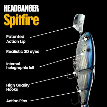 Headbanger Spitfire Topwater Fishing Lure (4-1/2" & 6-1/2") - color: Pearl White, size: 6-1/2"