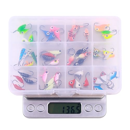 Ice Fishing Jigs Kit Essential Ice Fishing Lures for Beginners to Hook Big Fish and Reel in The Fun! - color: A48Pcs
