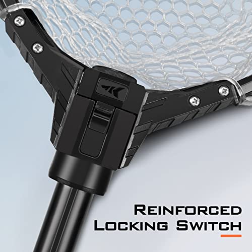 KastKing Brutus Fishing Net, Foldable Extendable Fish Landing Net, Lightweight & Portable Fishing Net with Soft EVA Foam Handle, Holds up to 44lbs/20KG, Fish-Friendly Mesh for a Safe Release - size: 75" Total Length(extendable), style: Silicone Net