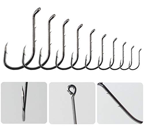 Fishing Baitholder Hooks - 100pcs Barbed Shank Sharp Strong High Carbon Steel Octopus Bait Holder Hooks for Freshwater Saltwater Live Bait Fishing - size: 5/0-100PCS