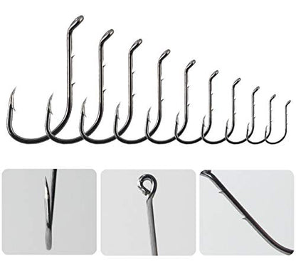 Fishing Baitholder Hooks - 100pcs Barbed Shank Sharp Strong High Carbon Steel Octopus Bait Holder Hooks for Freshwater Saltwater Live Bait Fishing - size: 2/0-100PCS