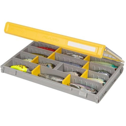 Plano EDGE 3700 Premium Tackle Utility Box, Gray and Yellow, Stackable Organizers, Waterproof, Rust-Resistant Bait and Tackle Storage - style: 3700 Standard