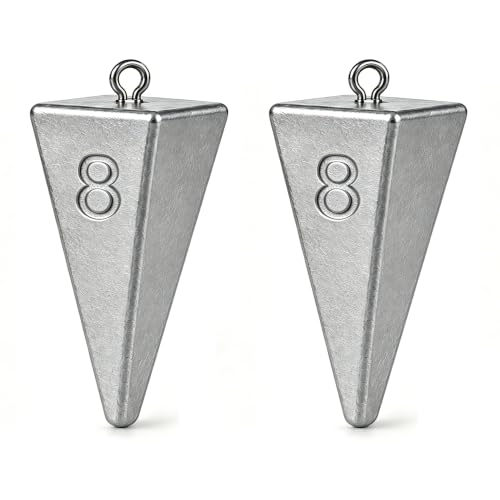 Pyramid Sinkers Fishing Weights, Saltwater Fishing Sinkers for Surf Fishing Gear Tackle - 1oz, 2oz, 3oz - style: 8 Ounce-2pcs