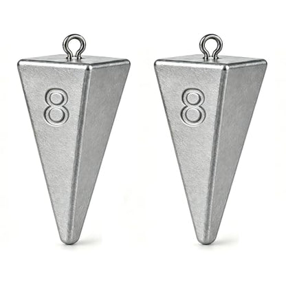 Pyramid Sinkers Fishing Weights, Saltwater Fishing Sinkers for Surf Fishing Gear Tackle - 1oz, 2oz, 3oz - style: 8 Ounce-2pcs