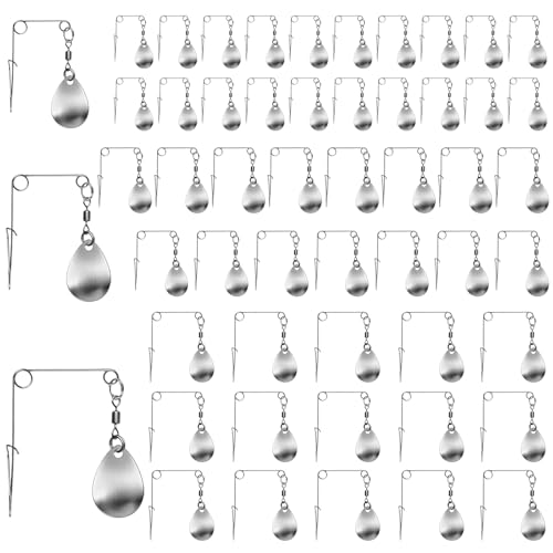 Fishing Spinnerbait Smooth Spoons Kit Fishing Spinner Blades Smooth Spoons Rigs with Willow and Teardrop Making Fishing Lures Replacement Accessories - color: D: 50Pcs Silver Teardrop Spinnerbaits Smooth Spoons Kit